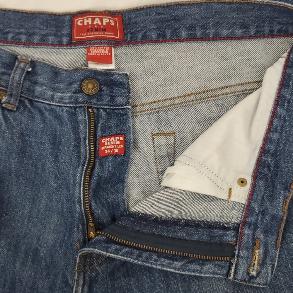 Chaps Denim Straight Leg Blue Jeans Men's 34/30 - Picture 6 of 11